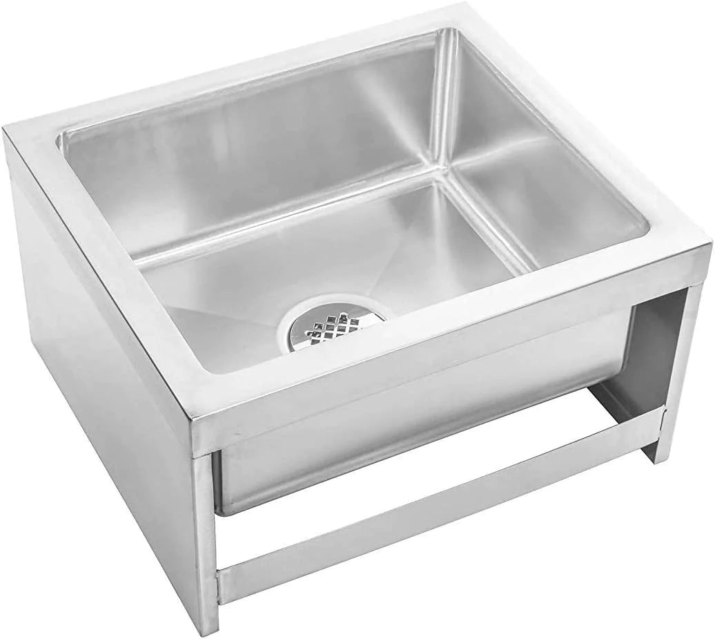 DuraSteel Stainless Steel Floor Mount Mop Sink/Basin with Sink Drainage/