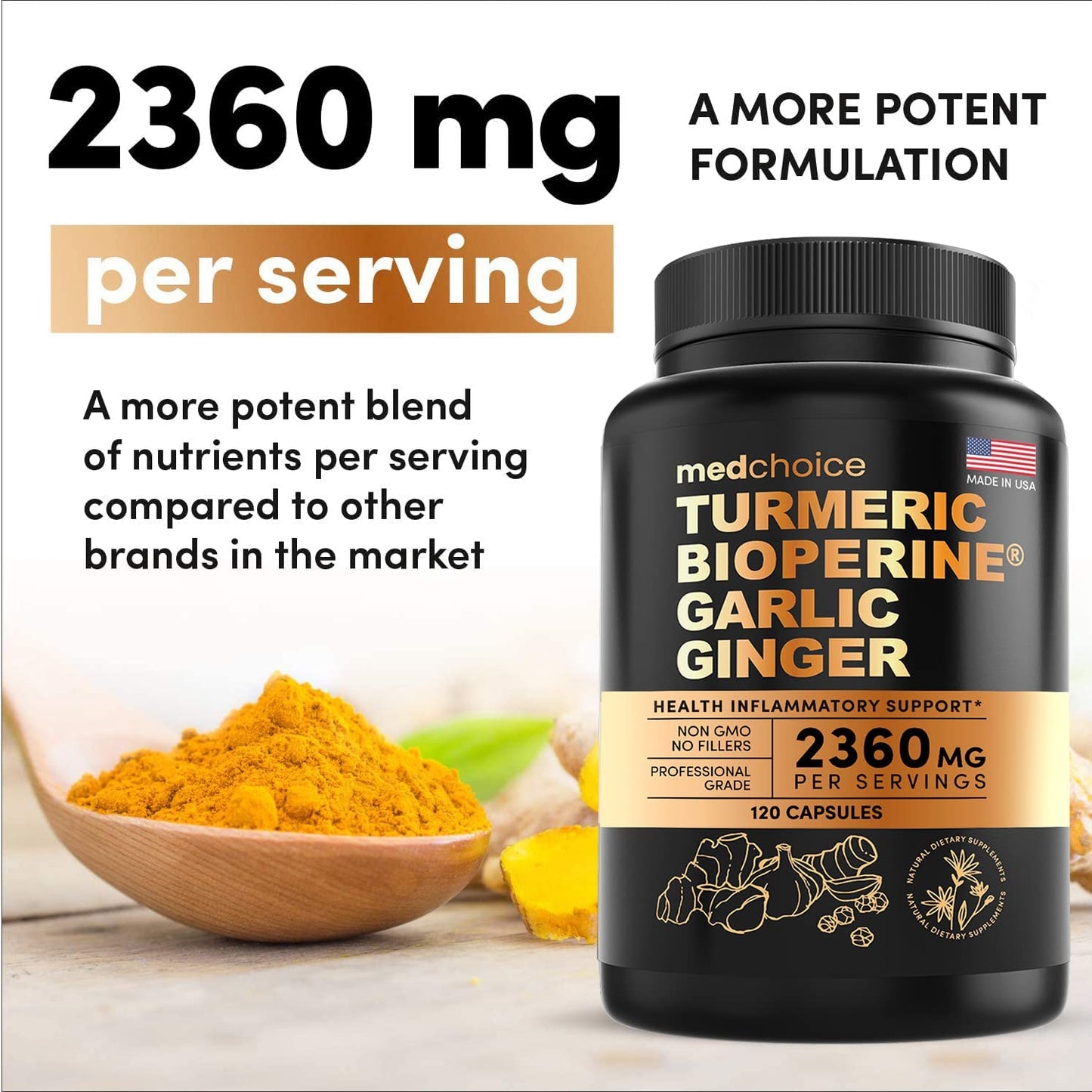 4-in-1 Turmeric Curcumin w Bioperine 2360mg (120 ct) | 95% Curcuminoids