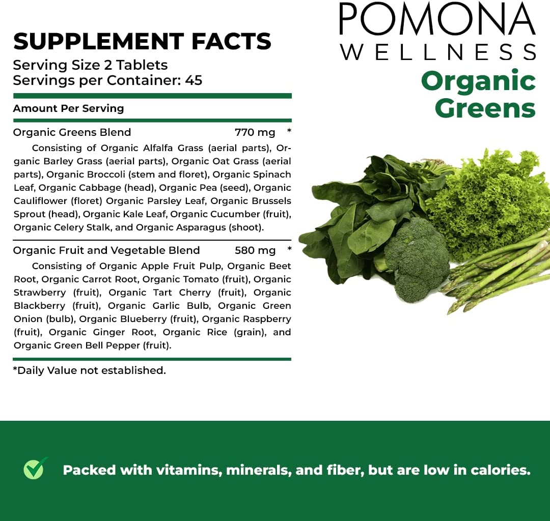 Pomona Wellness Super Greens Supplement, Full Of Superfood Vitamins & Minerals,