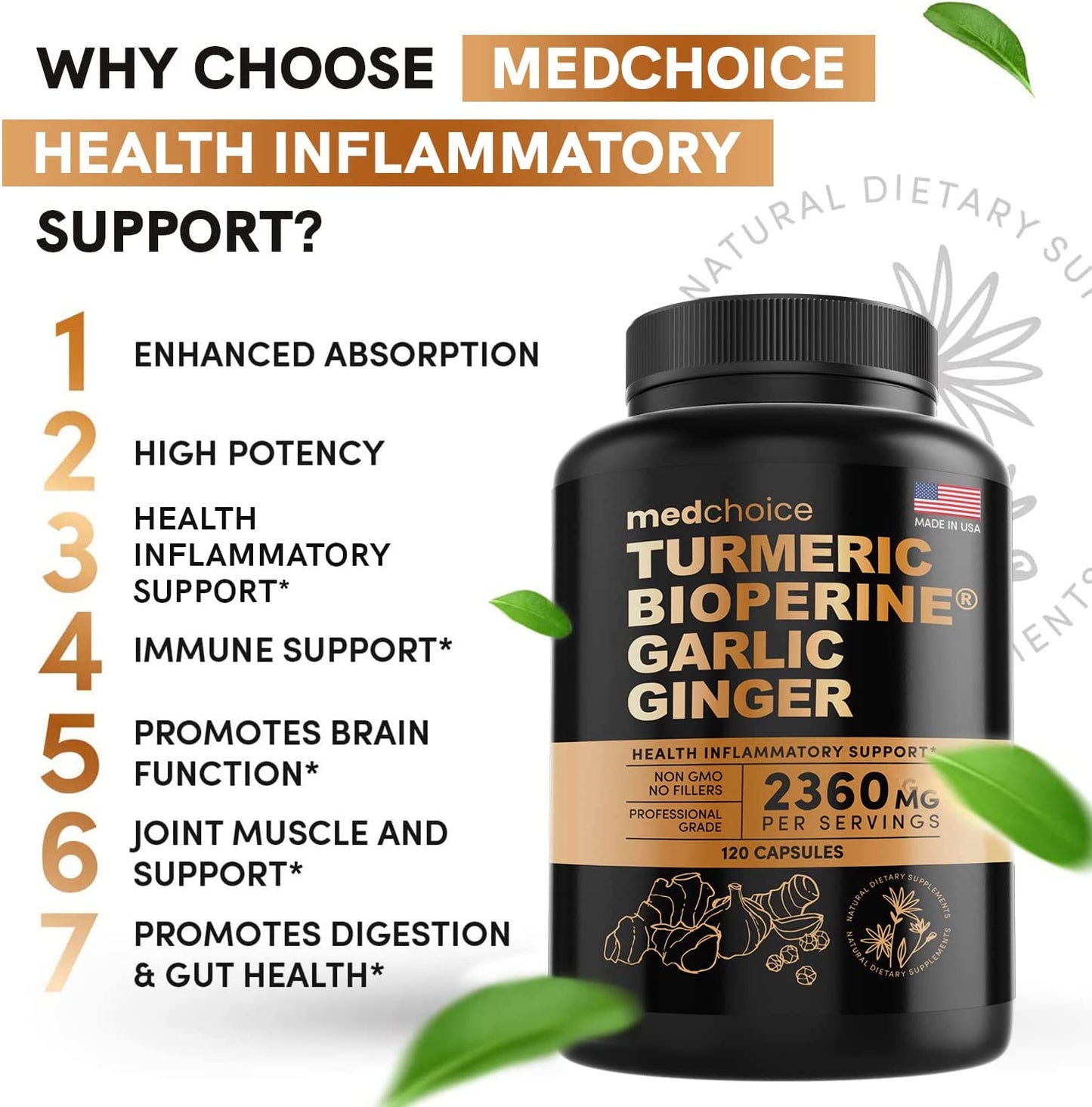 4-in-1 Turmeric Curcumin w Bioperine 2360mg (120 ct) | 95% Curcuminoids