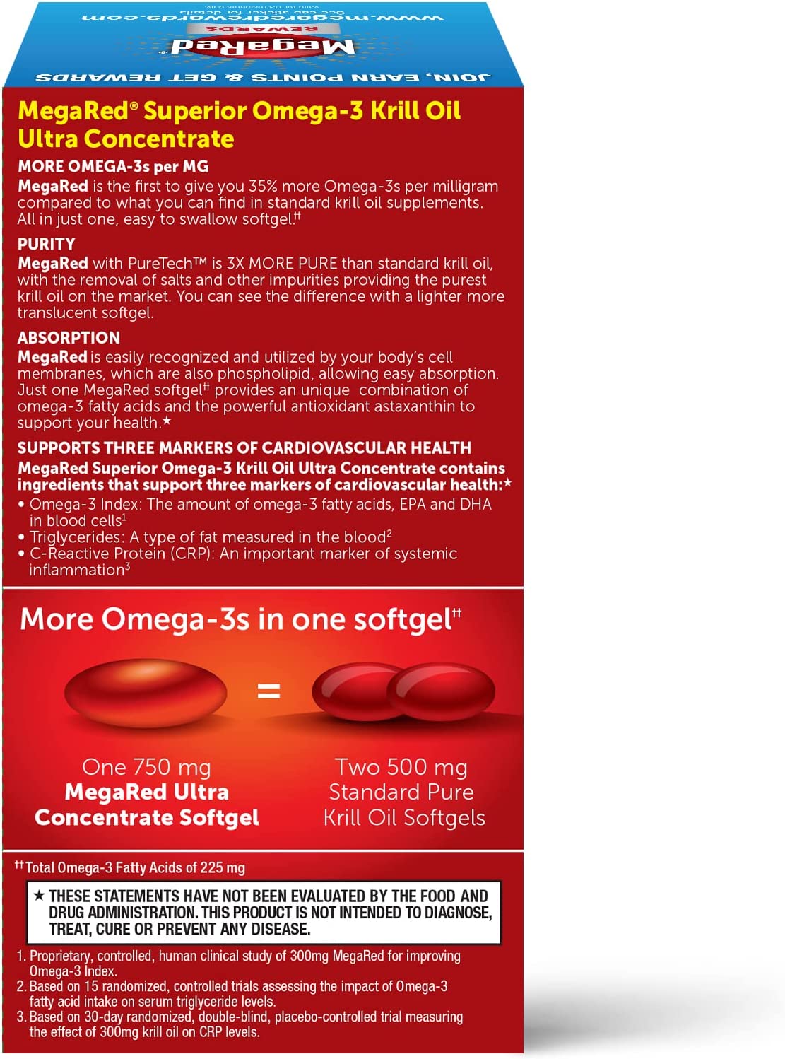 MegaRed Krill Oil 750mg Omega 3 Supplement with EPA, DHA, Astaxanthin