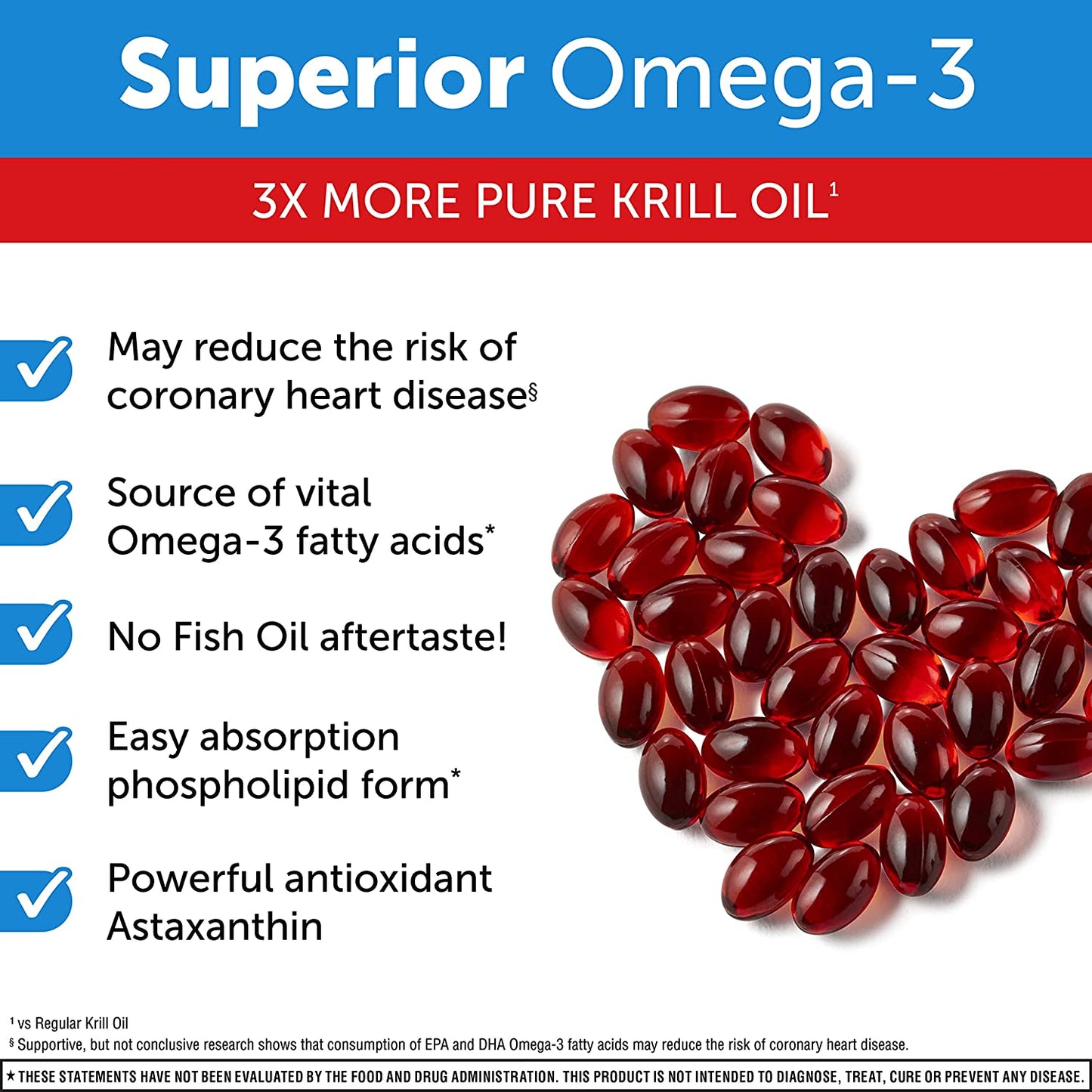 MegaRed Krill Oil 750mg Omega 3 Supplement with EPA, DHA, Astaxanthin