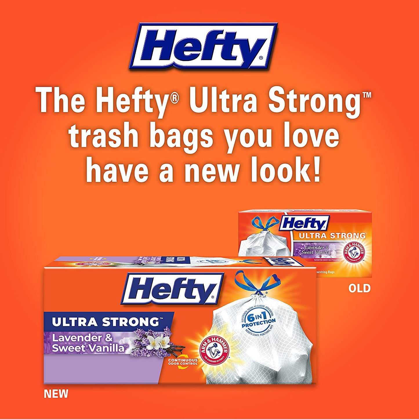 Hefty Ultra Strong Tall Kitchen Trash Bags, Lavender