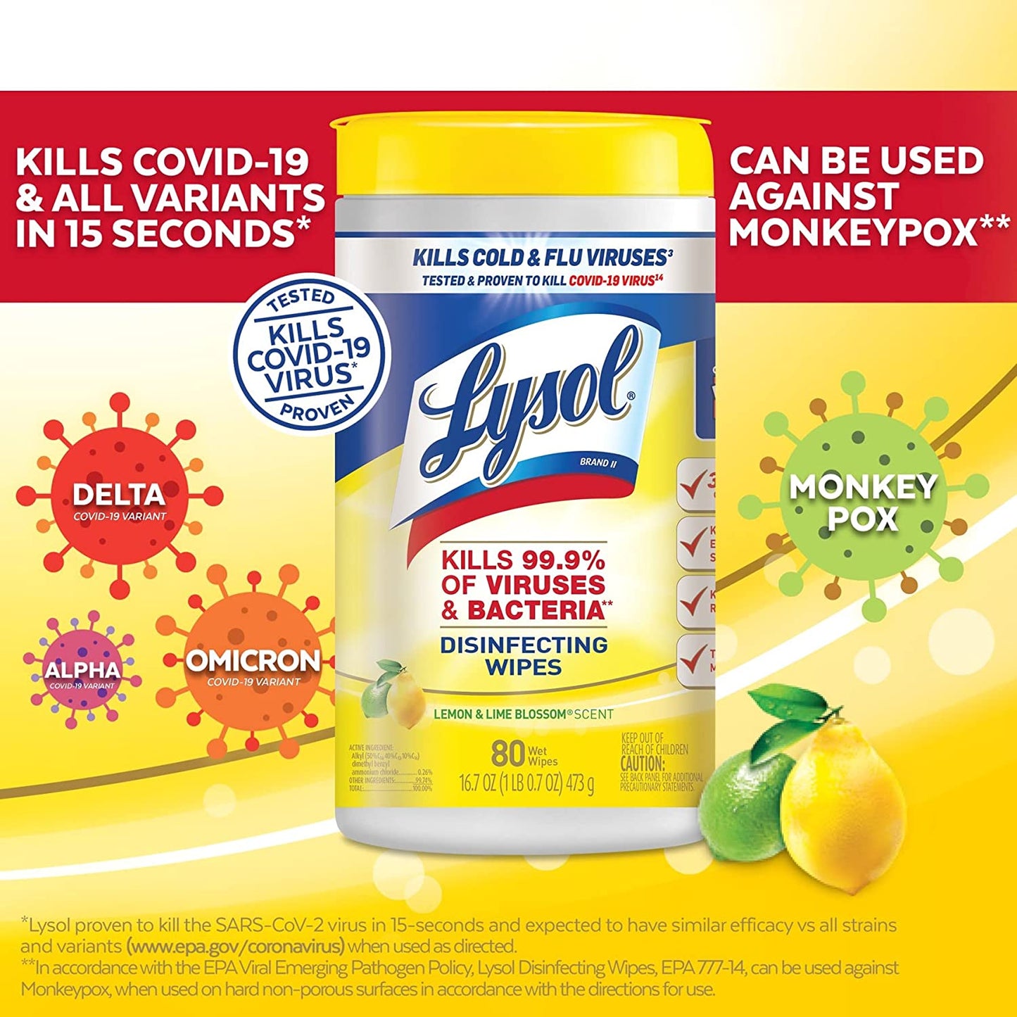 Lysol Disinfectant Wipes, Multi-Surface Antibacterial Cleaning Wipes