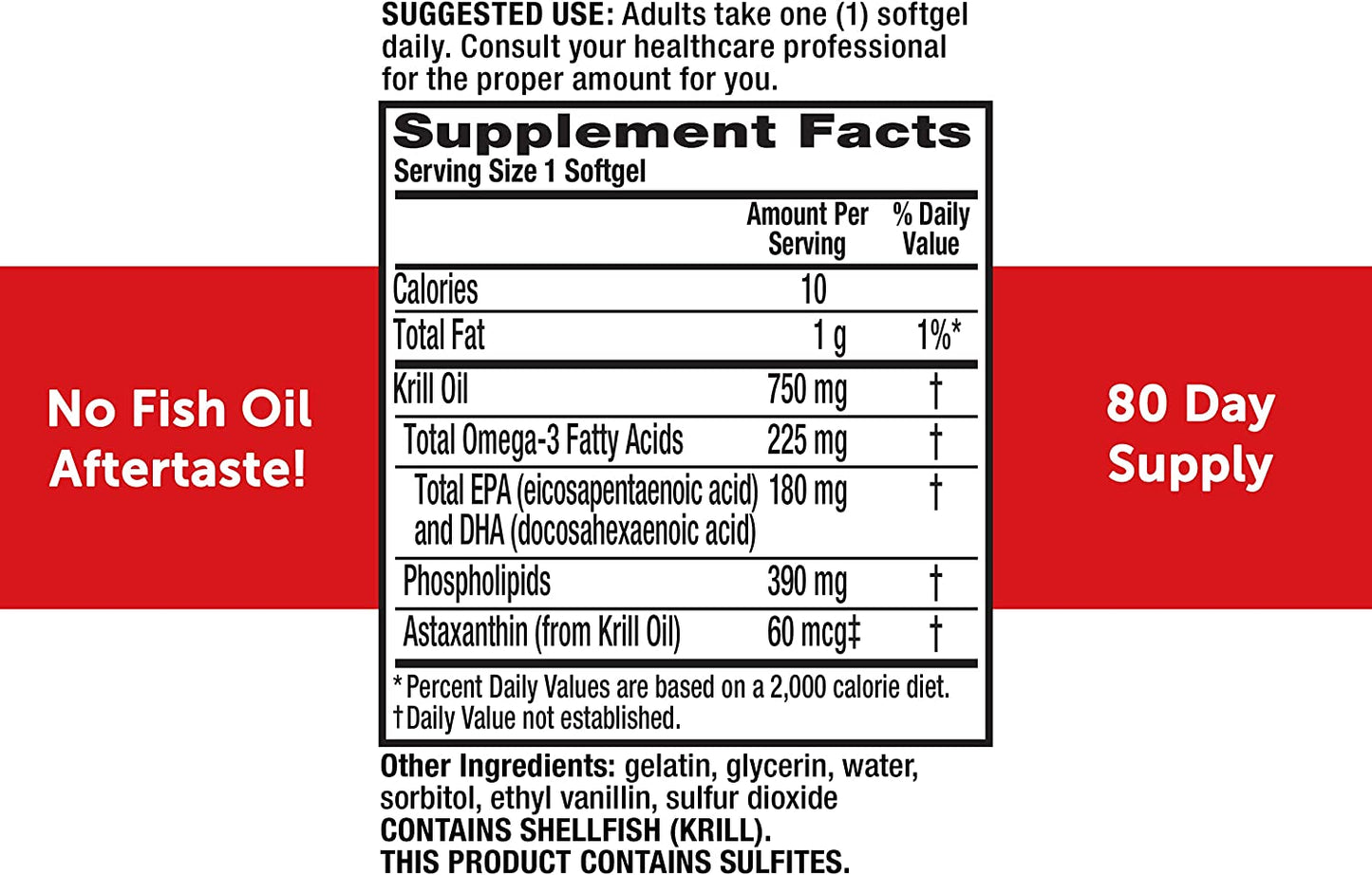 MegaRed Krill Oil 750mg Omega 3 Supplement with EPA, DHA, Astaxanthin