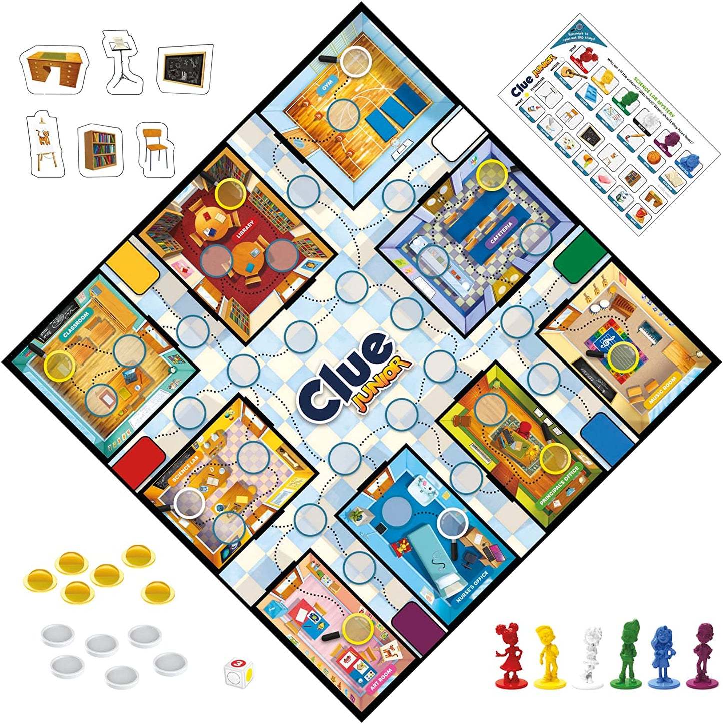 Clue Junior Game, 2-Sided Gameboard, 2 Games in 1