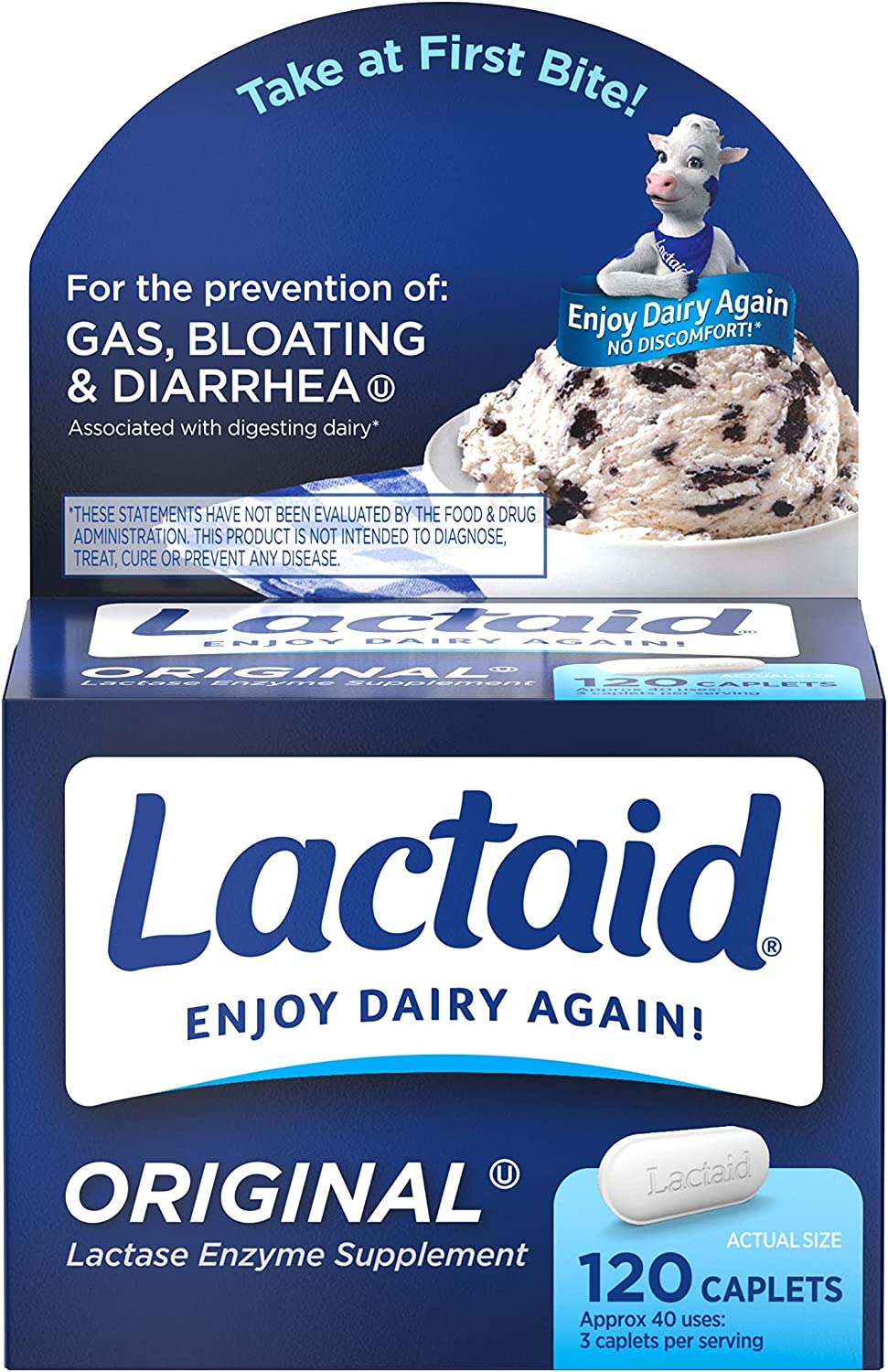 Lactaid Original Strength Lactose Intolerance Relief Caplets with Natural Lactase Enzyme