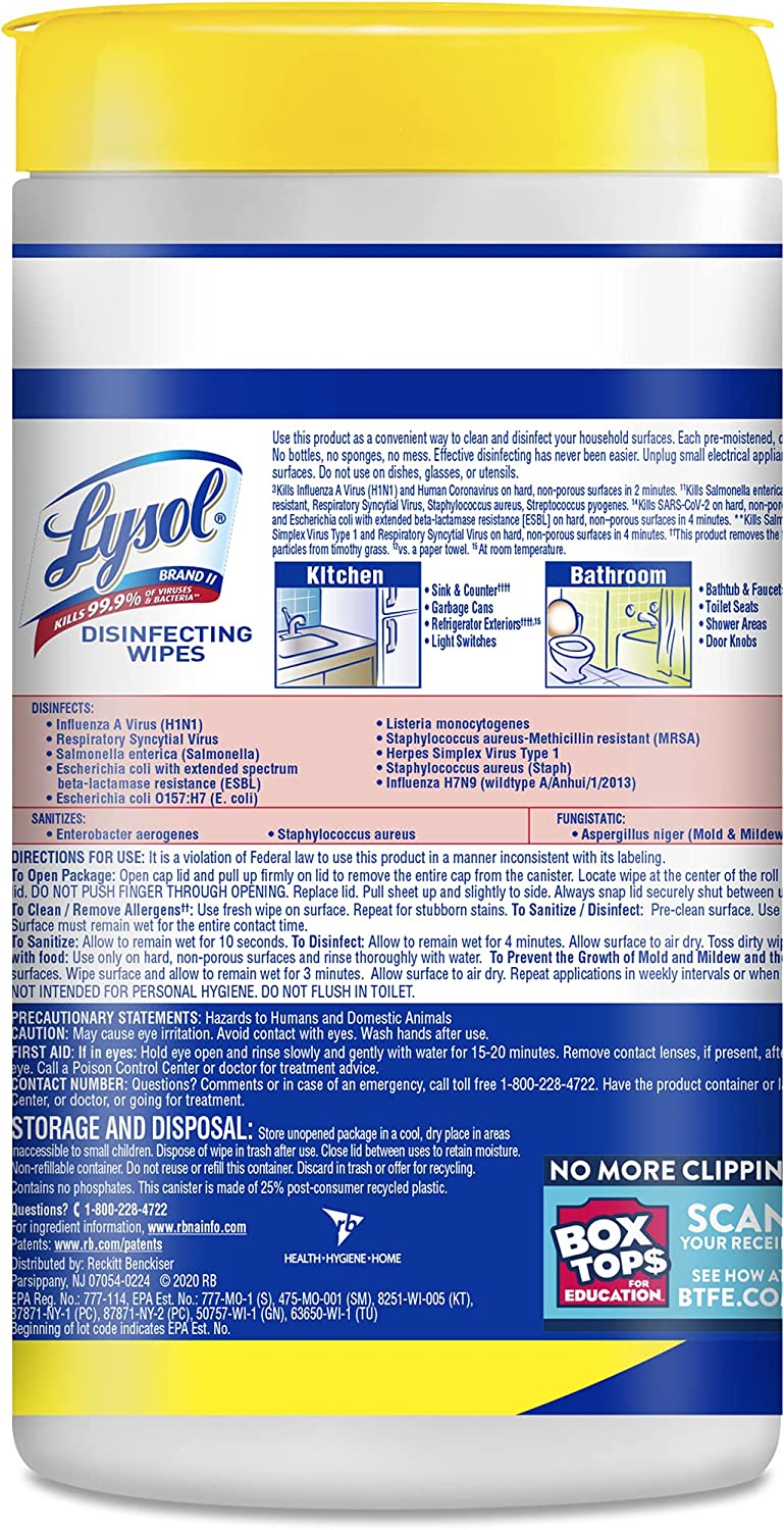 Lysol Disinfectant Wipes, Multi-Surface Antibacterial Cleaning Wipes