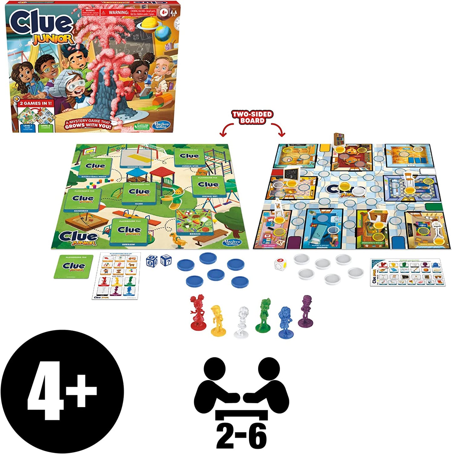 Clue Junior Game, 2-Sided Gameboard, 2 Games in 1