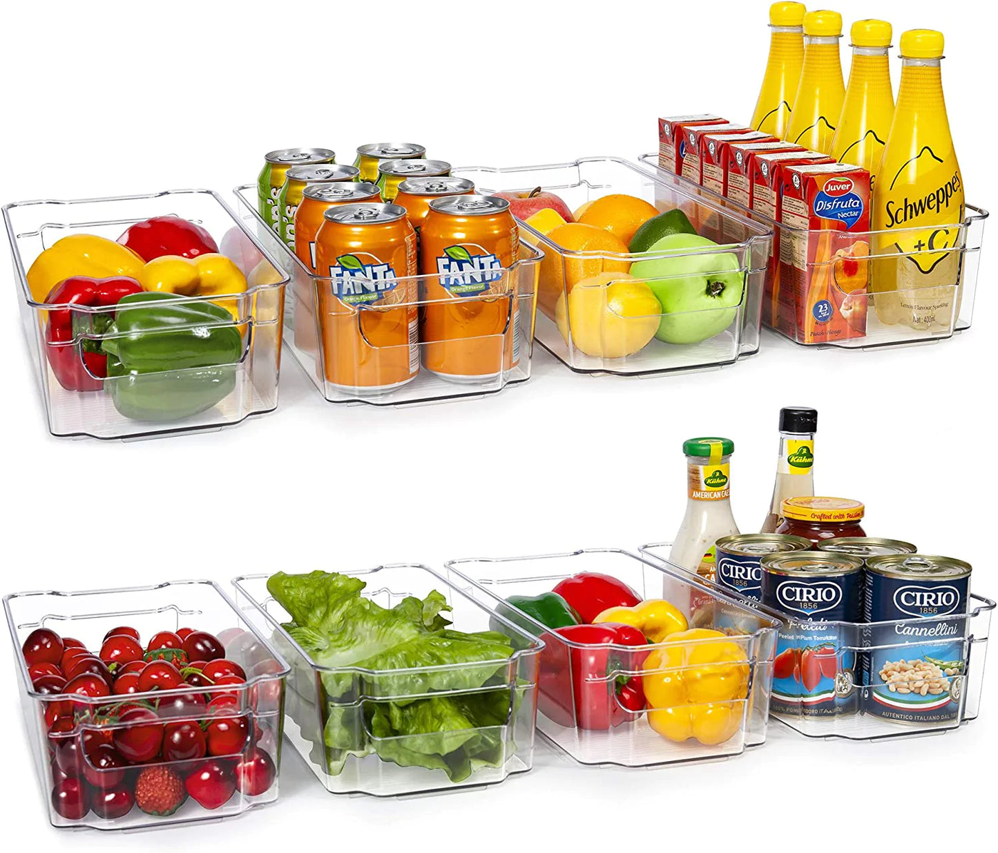 HOOJO Refrigerator Organizer Bins - 8pcs Clear Plastic Bins For Fridge