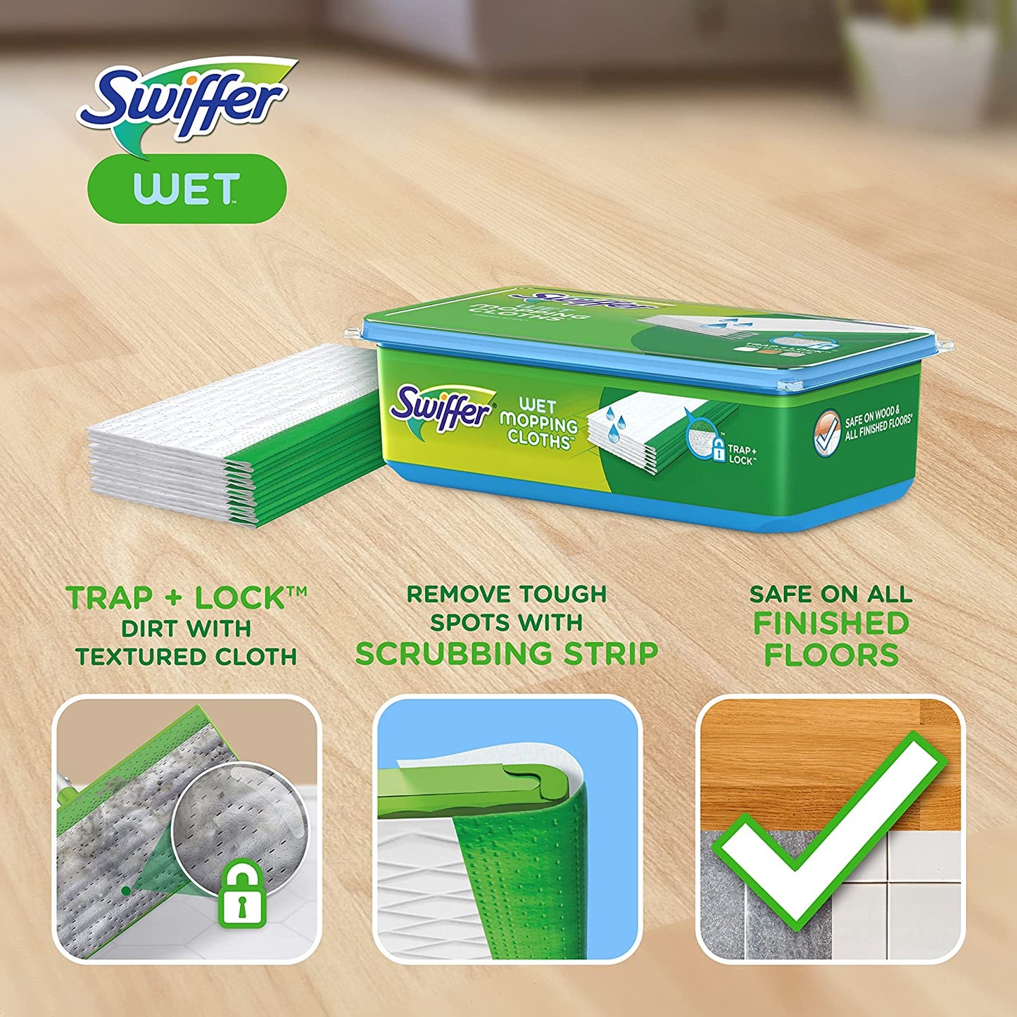 Swiffer Sweeper Wet Mopping Pad Refills for Floor Mop with Febreze Lavender Scent