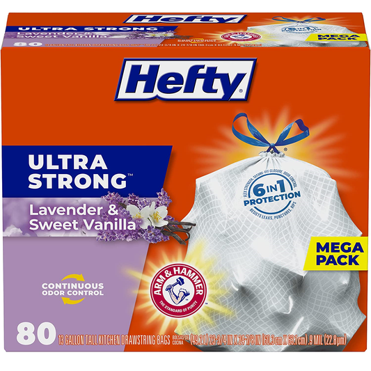 Hefty Ultra Strong Tall Kitchen Trash Bags, Lavender