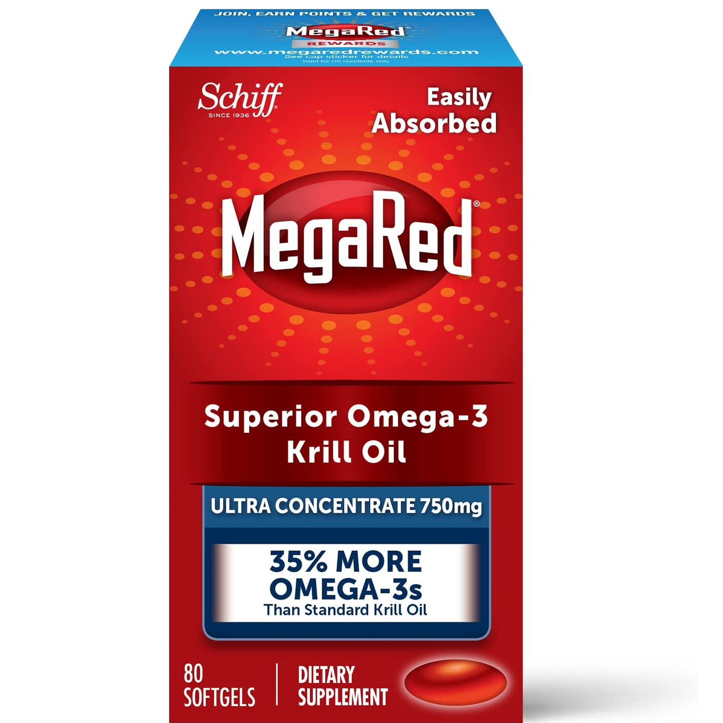 MegaRed Krill Oil 750mg Omega 3 Supplement with EPA, DHA, Astaxanthin